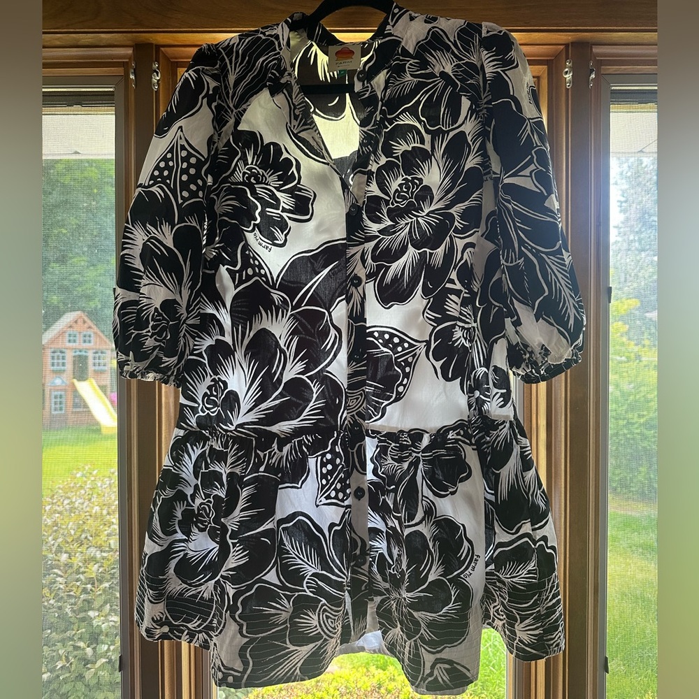 FARM Rio Black and White Floral Mini Dress - Picture 2 of 5